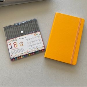 bullet journal and 18 fine liner pens